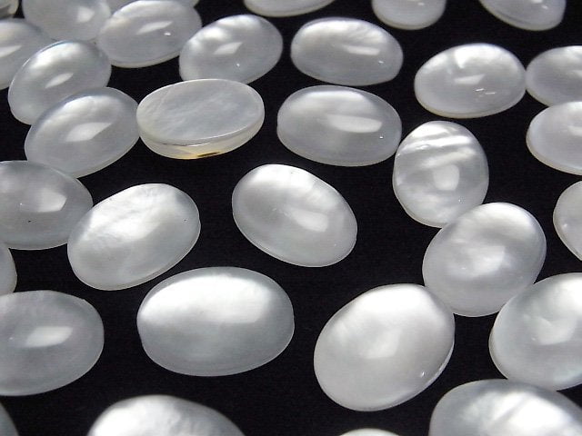 Weißes Muschel x Kristall AAA Oval Cabochon 18x13mm 1 Stück