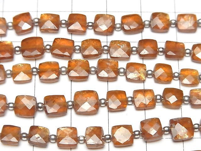 Oranger Kyanit AA++ facettierte Quadrate 1 Strang Perlen (ca. 7 Zoll / 17 cm)
