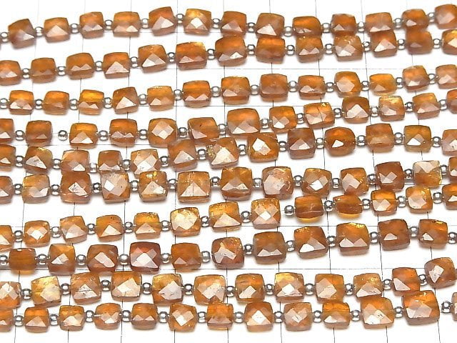 Oranger Kyanit AA++ facettierte Quadrate 1 Strang Perlen (ca. 7 Zoll / 17 cm)