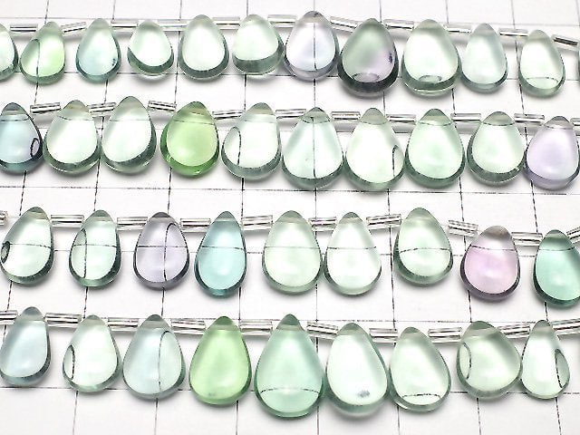 Hochwertiger grüner Fluorit AAA Birnenform (glatt) 1 Strang Perlen (ca. 7 Zoll / 17 cm)