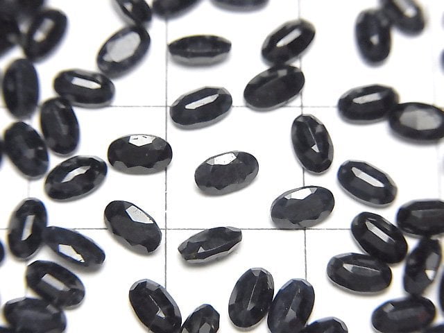 高品質黑色藍寶石 AAA 級裸石 橢圓形刻面 5x3毫米 4顆