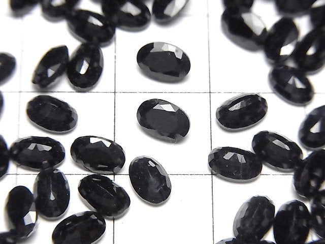 高品質黑色藍寶石 AAA 橢圓形刻面裸石 6x4mm 3顆