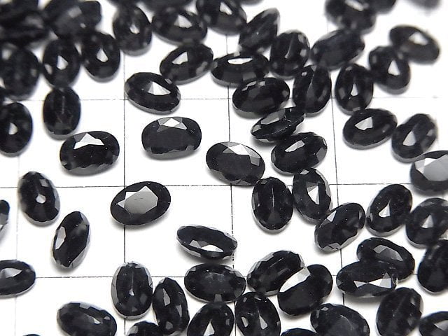 High Quality Black Sapphire AAA Loose stone Oval Faceted 6x4mm 3pcs