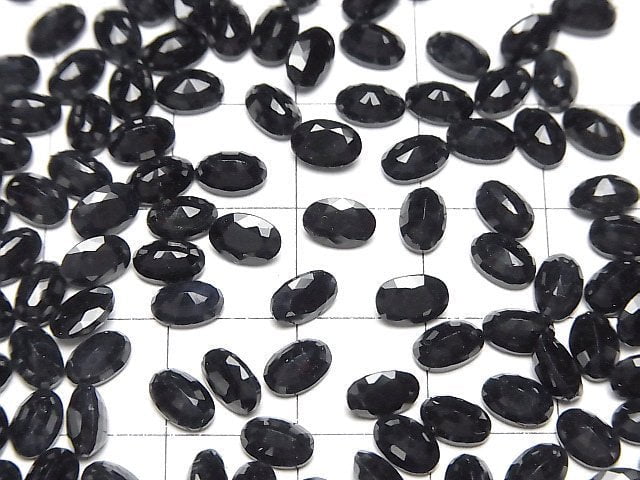 High Quality Black Sapphire AAA Loose stone Oval Faceted 6x4mm 3pcs