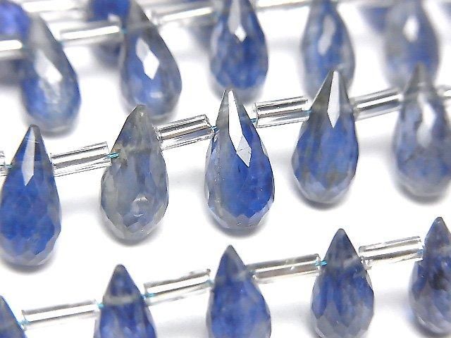 藍晶石 AA++ 水滴刻面切角橢圓 半串或一串珠子 (約6英吋/16公分)