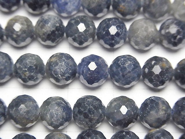 高品質!斯里蘭卡藍寶石 AA++ 128切面圓珠 7mm 半串或一串珠 (約14英吋/35公分)