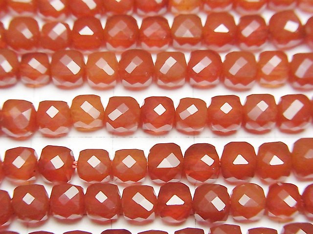 高品質!紅瑪瑙 AAA 立方體形狀 4x4x4mm 一串珠子 (約 15 英寸/37 厘米)