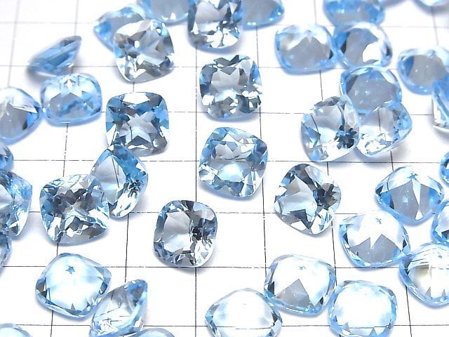 Hochwertiger himmelblauer Topas AAA- Lose Steine quadratisch facettiert 10x10mm 1 Stück