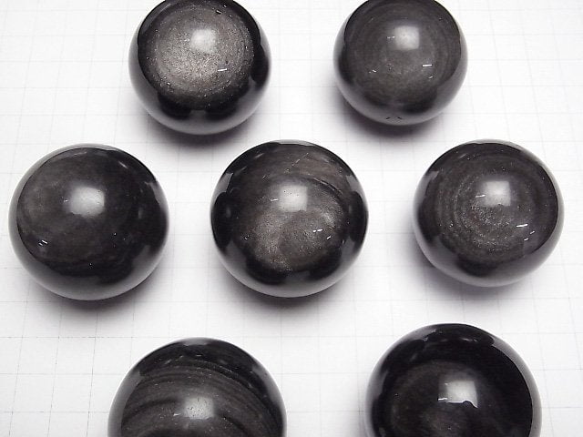 Silberobsidian AAA-Sphäre, rund 40-42mm 1Stück