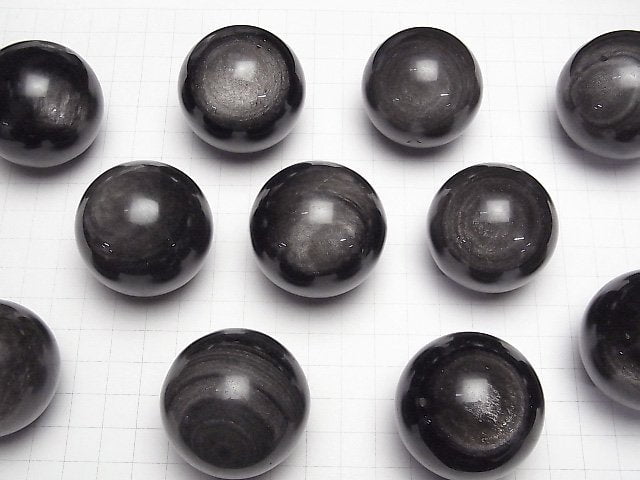 Silberobsidian AAA-Sphäre, rund 40-42mm 1Stück