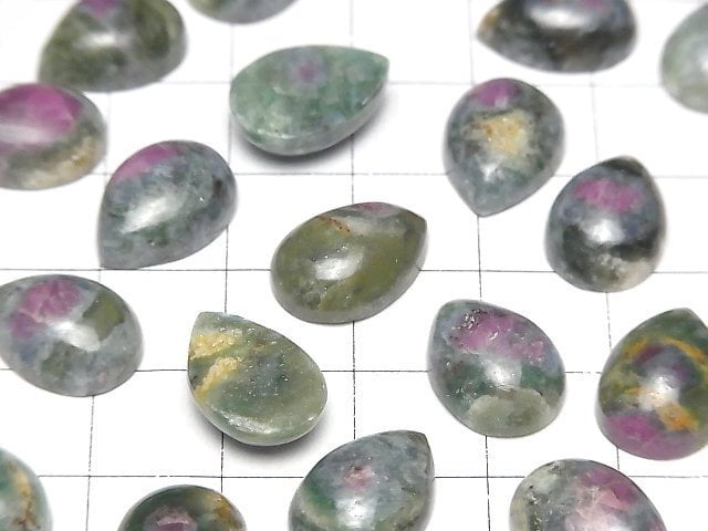 Rubin in Fuchsit Birnenform Cabochon 14x10mm 2 Stück
