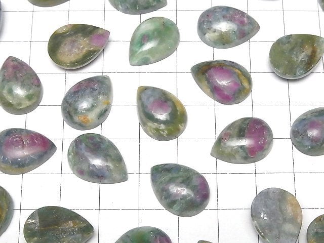 Rubin in Fuchsit Birnenform Cabochon 18x13mm 2 Stück