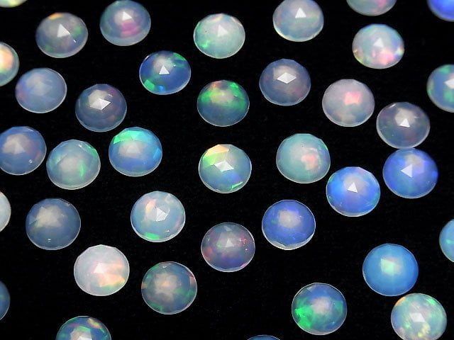 Hochwertiger äthiopischer Opal AAA- Runde Rosenschliff 8x8x4mm 2Stücke