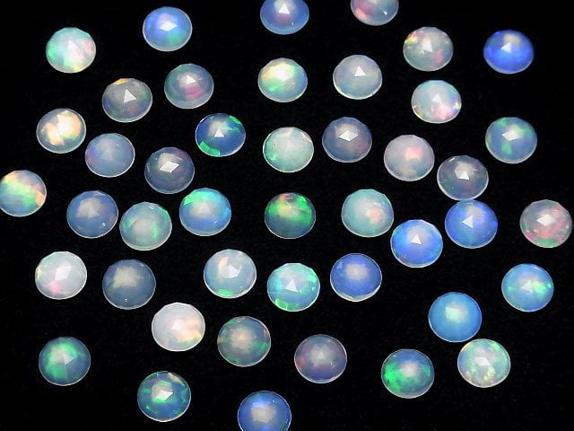 Hochwertiger äthiopischer Opal AAA- Runde Rosenschliff 8x8x4mm 2Stücke