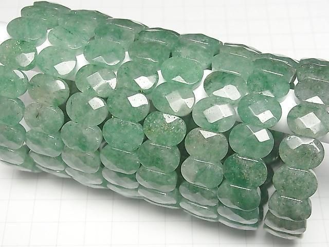 Grüner Aventurin 2-Loch facettierte Oval 14x10x5mm 1-Strang (Armband)