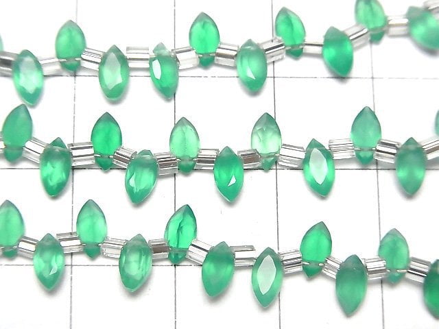 Hochwertiger grüner Onyx AAA Marquise facettiert 6x3mm 1strang Perlen (18 Stück)