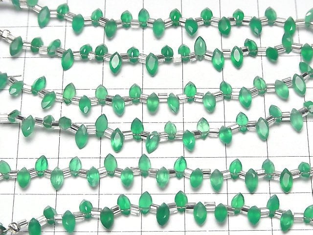 Hochwertiger grüner Onyx AAA Marquise facettiert 6x3mm 1strang Perlen (18 Stück)