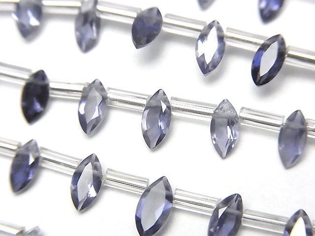高品質堇青石 AAA 欖尖形刻面 6x3mm 1串 (18顆)
