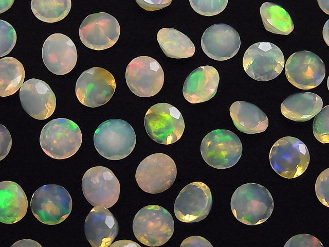 Hochwertiger äthiopischer Opal AAA lose Stein Runde facettiert 7x7mm 2Stücke