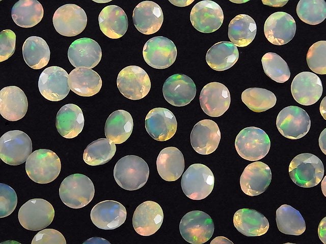 Hochwertiger äthiopischer Opal AAA lose Stein Runde facettiert 7x7mm 2Stücke