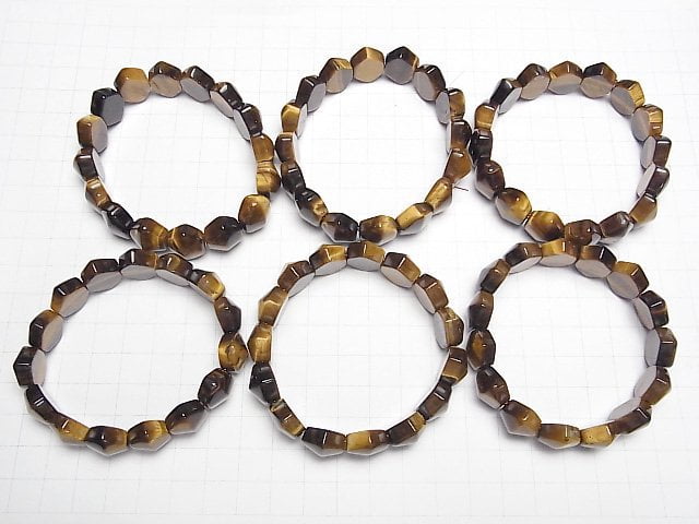 Gelber Tigerauge AA++ 2-Loch Sechseck Schnitt 16x13x8mm Armband