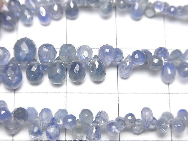 [Video]High Quality Blue Green Sapphire AA++ Drop Faceted Briolette half or 1strand beads (aprx.7inch/18cm)