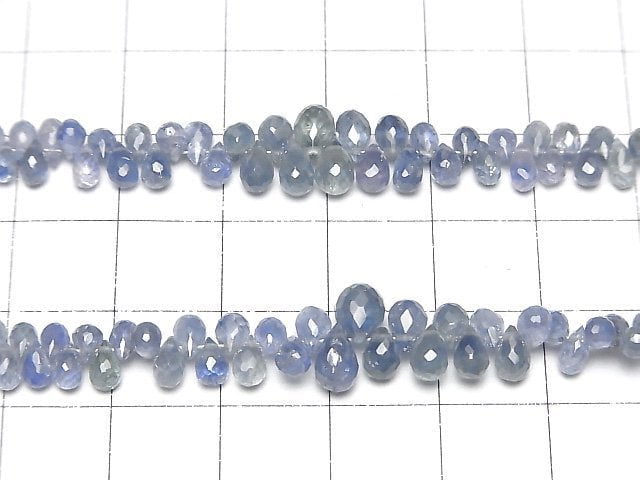 [Video]High Quality Blue Green Sapphire AA++ Drop Faceted Briolette half or 1strand beads (aprx.7inch/18cm)