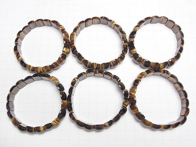 Gelber Tigerauge AAA- 2-Loch Oval 14x10x6mm Armband