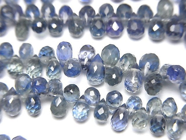 [Video]High Quality Blue Green Sapphire AAA- Drop Faceted Briolette half or 1strand beads (aprx.7inch/18cm)