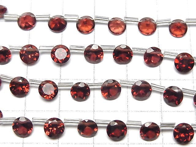 Hochwertiger Mosambik Granat AAA Runde facettierte 6x6mm halb oder 1strang Perlen (18 Stück)
