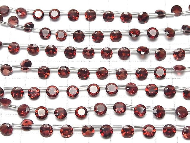 Hochwertiger Mosambik Granat AAA Runde facettierte 6x6mm halb oder 1strang Perlen (18 Stück)