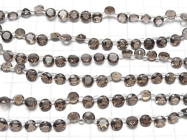 Hochwertiger Rauchquarz AAA Runde facettierte 6x6mm 1strang Perlen (26 Stück)