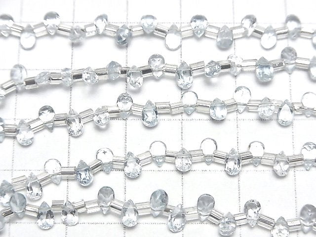Hochwertiger Himmelblauer Topas AAA Tropfenform facettiert 5x3mm 1strang Perlen (38 Stück)