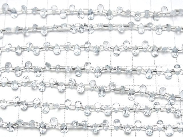 Hochwertiger Himmelblauer Topas AAA Tropfenform facettiert 5x3mm 1strang Perlen (38 Stück)