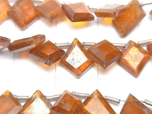 橘色藍晶石 AA++ 原鑽切片刻面 1串珠子 (約8英寸/20公分)