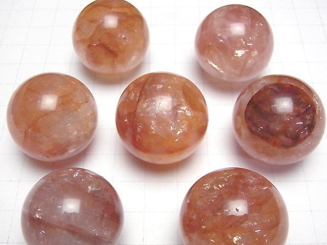 Roter Hämatit Quarz Kugel, Rund 28mm 1 Stück