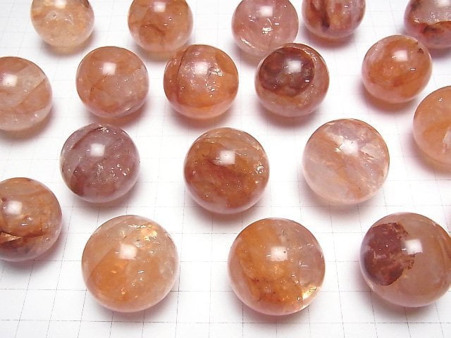 Roter Hämatit Quarz Kugel, Rund 28mm 1 Stück