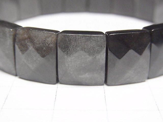 銀曜石 AAA 雙孔刻面長方形 12x10x5mm 1串 (手鍊)