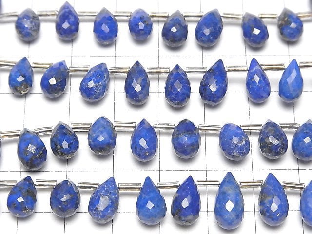 [Video]Lapislazuli AA++ Drop Faceted Briolette half or 1strand beads (aprx.7inch/18cm)