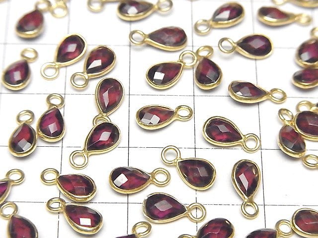 High Quality Rhodolite Garnet AAA Bezel Setting Faceted Pear Shape 7x5mm 18KGP 3pcs