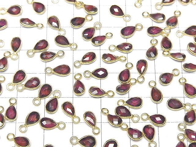High Quality Rhodolite Garnet AAA Bezel Setting Faceted Pear Shape 7x5mm 18KGP 3pcs