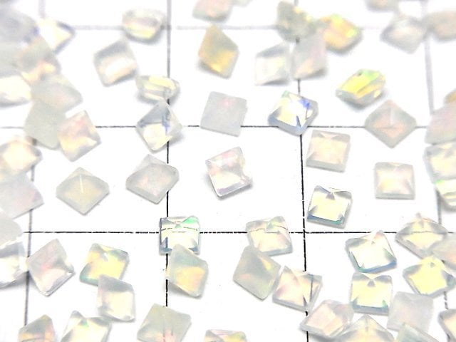 高品質衣索比亞蛋白石 AAA 級 - 裸石 方形刻面 3x3mm 10 件