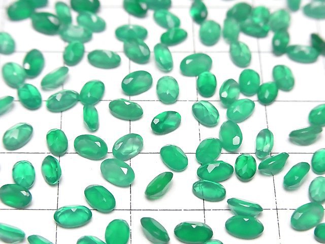 Hochwertiger Grüner Onyx AAA Lose Stein Oval facettiert 5x3mm 10 Stück