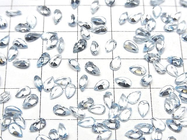 Hochwertiger himmelblauer Topas AAA lose Stein Birnenform facettiert 5x3mm 10 Stück