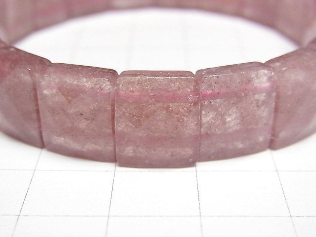 粉紅色綠簾石 AA+ 兩孔刻面長方形 12x10x5mm 手鍊