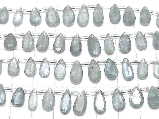 Hochwertiger Himmel-Kyanit AA++ facettiert Birnenform 1 Strang Perlen (ca. 6 Zoll/16 cm)