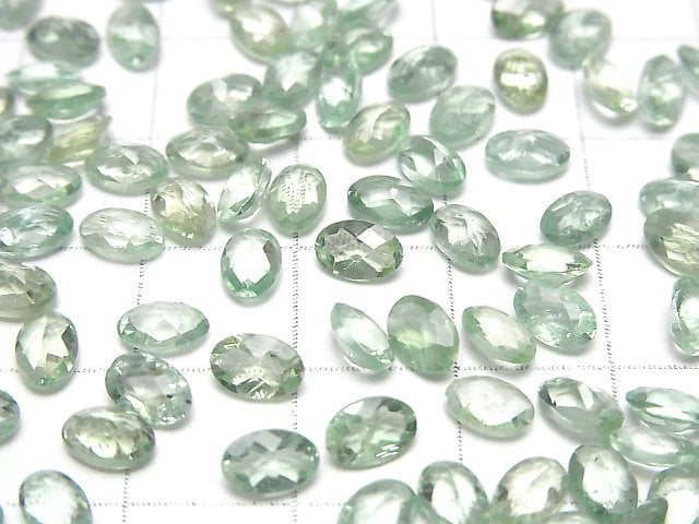 Hochwertiger grüner Kyanit AAA lose Stein oval facettiert (Checker Cut) 6x4mm 5 Stück