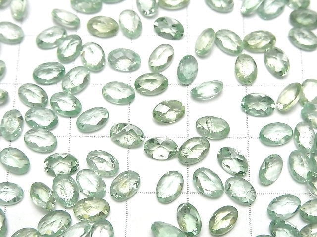 Hochwertiger grüner Kyanit AAA lose Stein oval facettiert (Checker Cut) 6x4mm 5 Stück