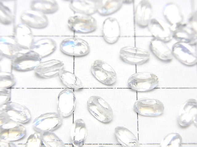 高品質彩虹月光石 AAA 橢圓形刻面裸石 5x3公釐 10顆