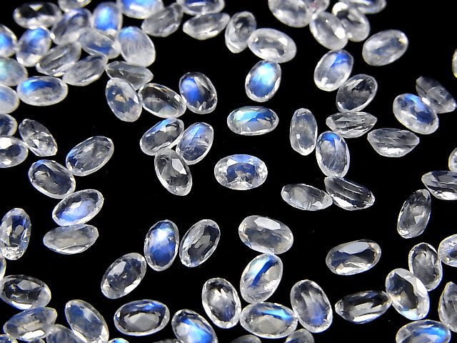 Hohe Qualität Regenbogen-Mondstein AAA lose Steine oval facettiert 5x3mm 10 Stück